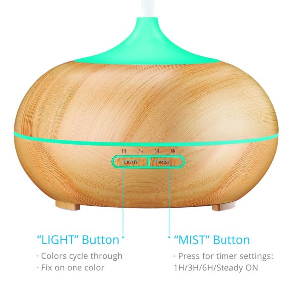 VicTsing 300ml Aroma Essential Oil Diffuser, Wood Grain Ultrasonic Cool Mist Humidifier for Office Home Bedroom Living Room Study Yoga Spa